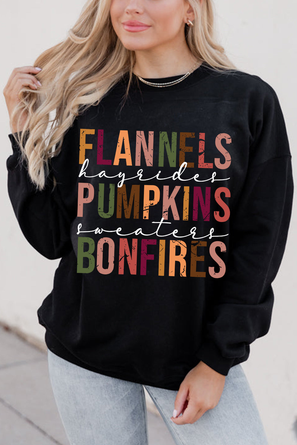 FLANNELS PUMPKINS BONFIRES Graphic Sweatshirt