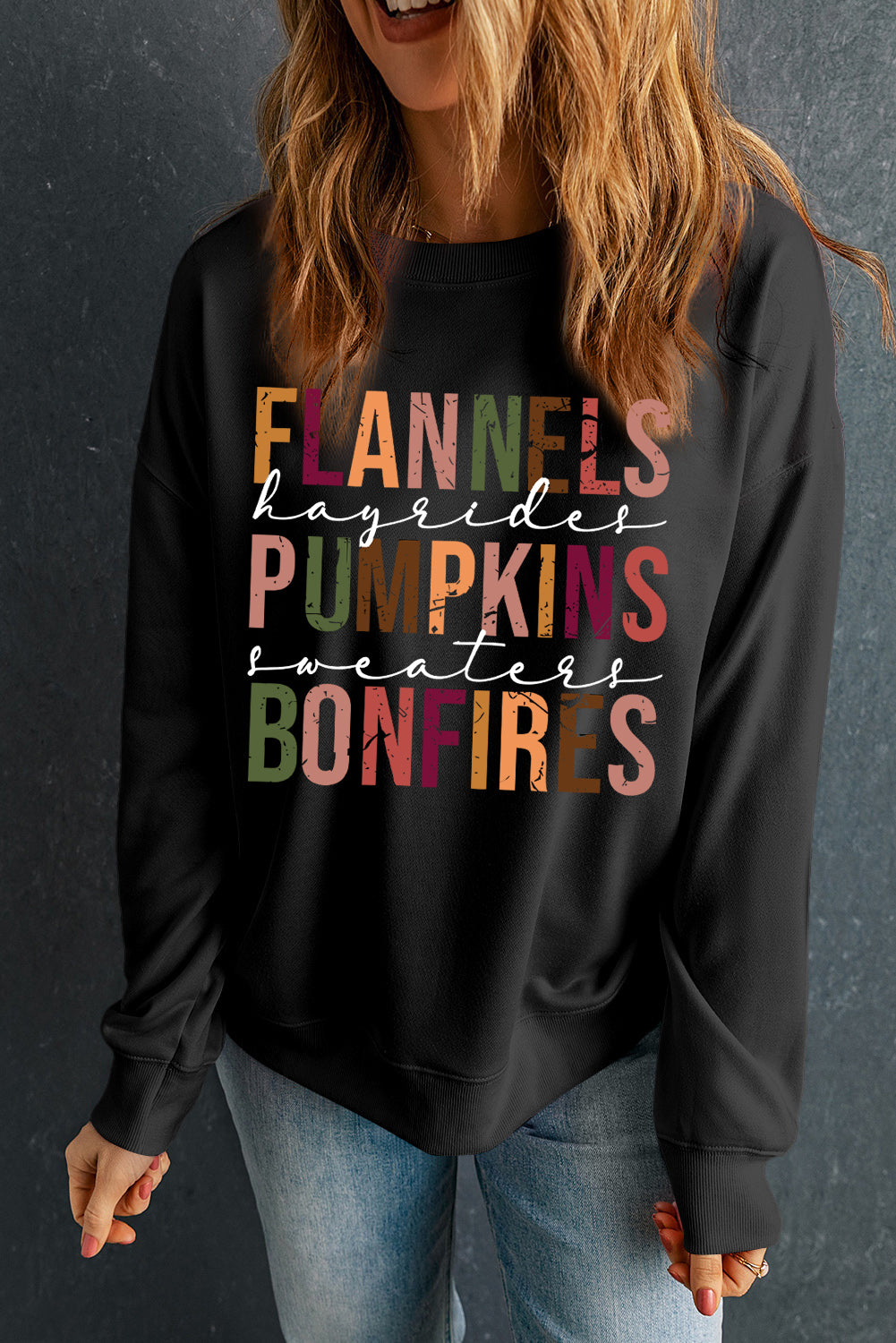FLANNELS PUMPKINS BONFIRES Graphic Sweatshirt